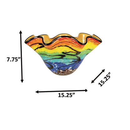 Dale Tiffany Rainbow Reef Hand Blown Art Glass Vase | Vivid Ocean-Inspired Multi-Color | Dining Table & Entryway Centerpiece | 15.25in | Model AV26030