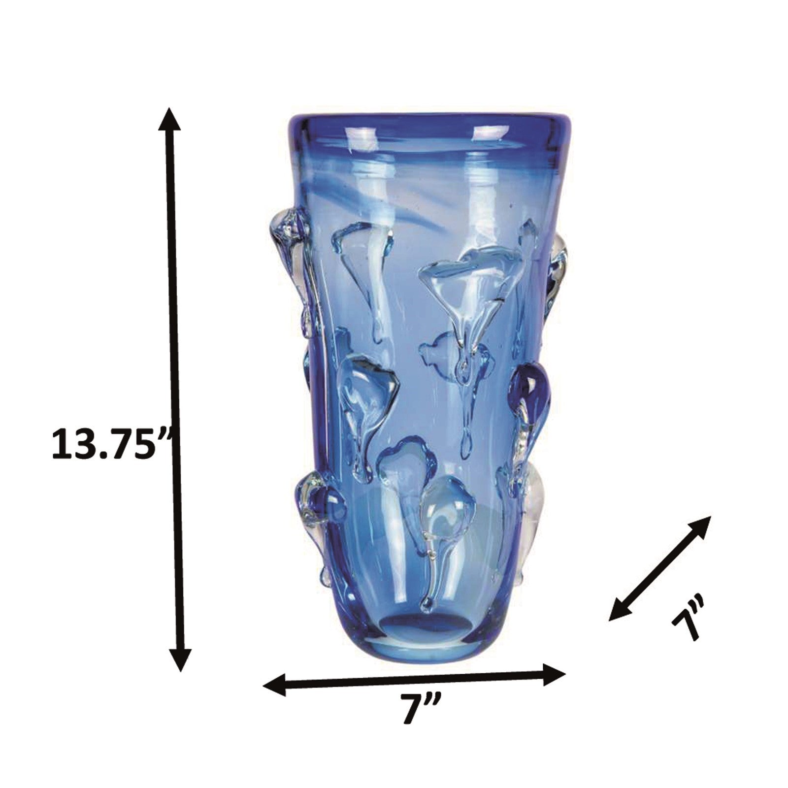 Dale Tiffany Blue Mayera 13.75in Hand Blown Art Glass Vase | Sapphire Blue Freeform Silhouette | Living Room & Entryway Accent | 7 x7in | Model AV26048