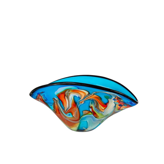 Dale Tiffany Bellezza 16.25in Hand Blown Art Glass Vase | Jewel Tone Multi-Color Freeform | Living Room & Dining Centerpiece | 7.75in | Model AV26051