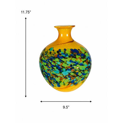 Dale Tiffany Belmonte 12in Hand Blown Art Glass Vase | Sculptural Multi-Color Transition | Entryway & Dining Room Accent | 9.5 x 9.5in | Model AV26053