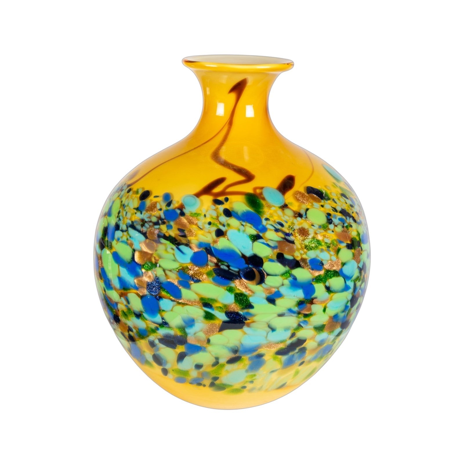 Dale Tiffany Belmonte 12in Hand Blown Art Glass Vase | Sculptural Multi-Color Transition | Entryway & Dining Room Accent | 9.5 x 9.5in | Model AV26053