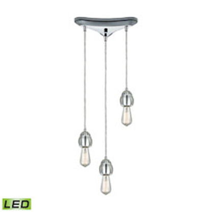 3 Light Triangular Pendant, Chrome