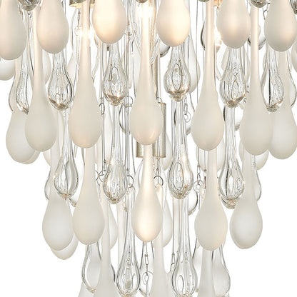 ELK Lighting Morning Frost 4-Light Flush, Silver/Clear /Frosted Drops