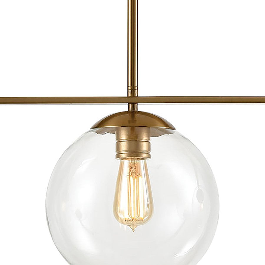 ELK Lighting Collective 3-Light Island Light, Satin Brass/Clear Glass