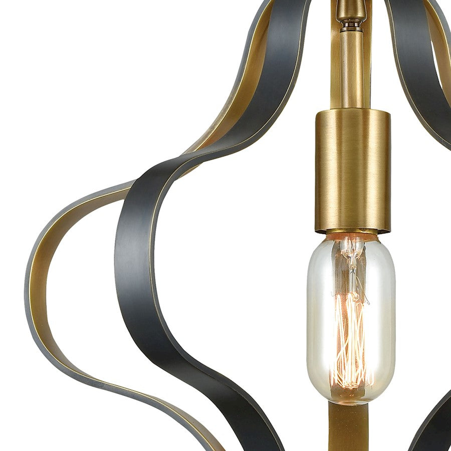 1 Light Pendant, Aged Bronze and Aged Brass