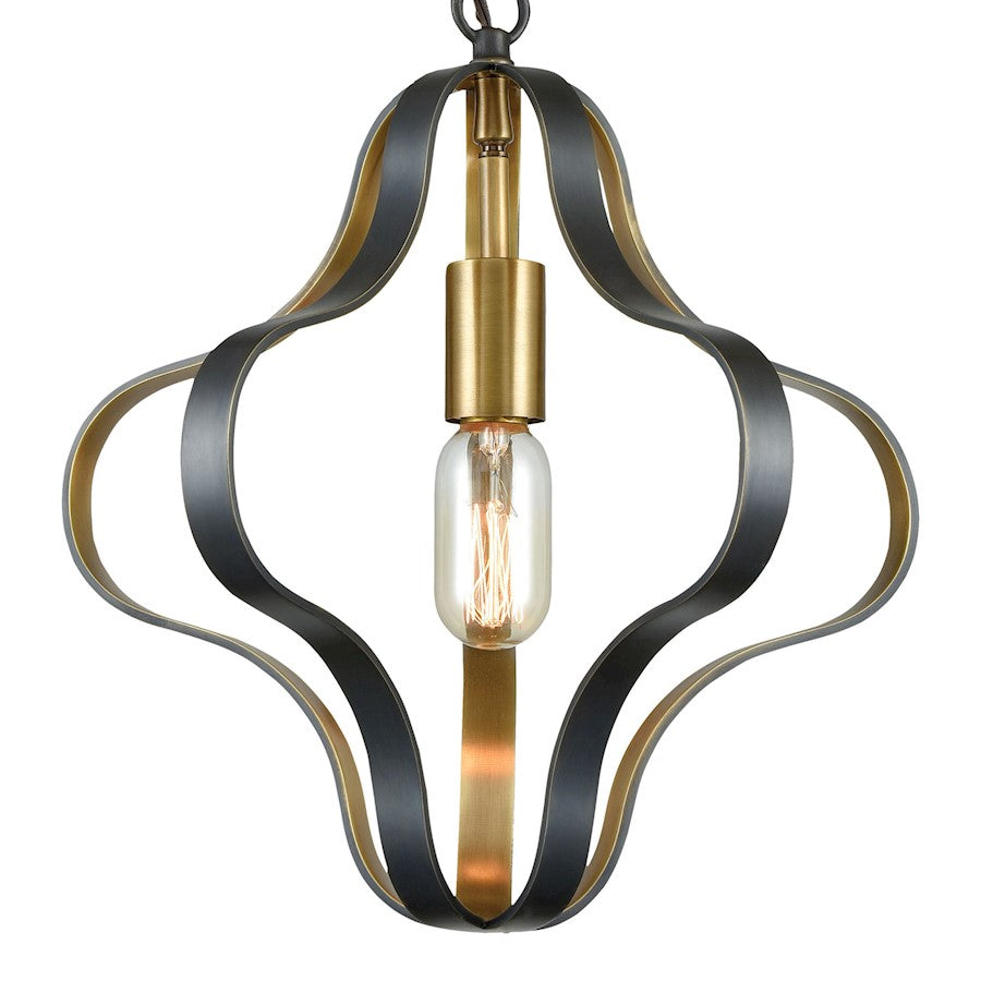 1 Light Pendant, Aged Bronze and Aged Brass