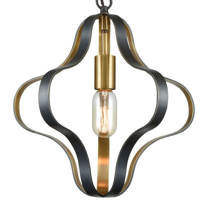 1 Light Pendant, Aged Bronze and Aged Brass