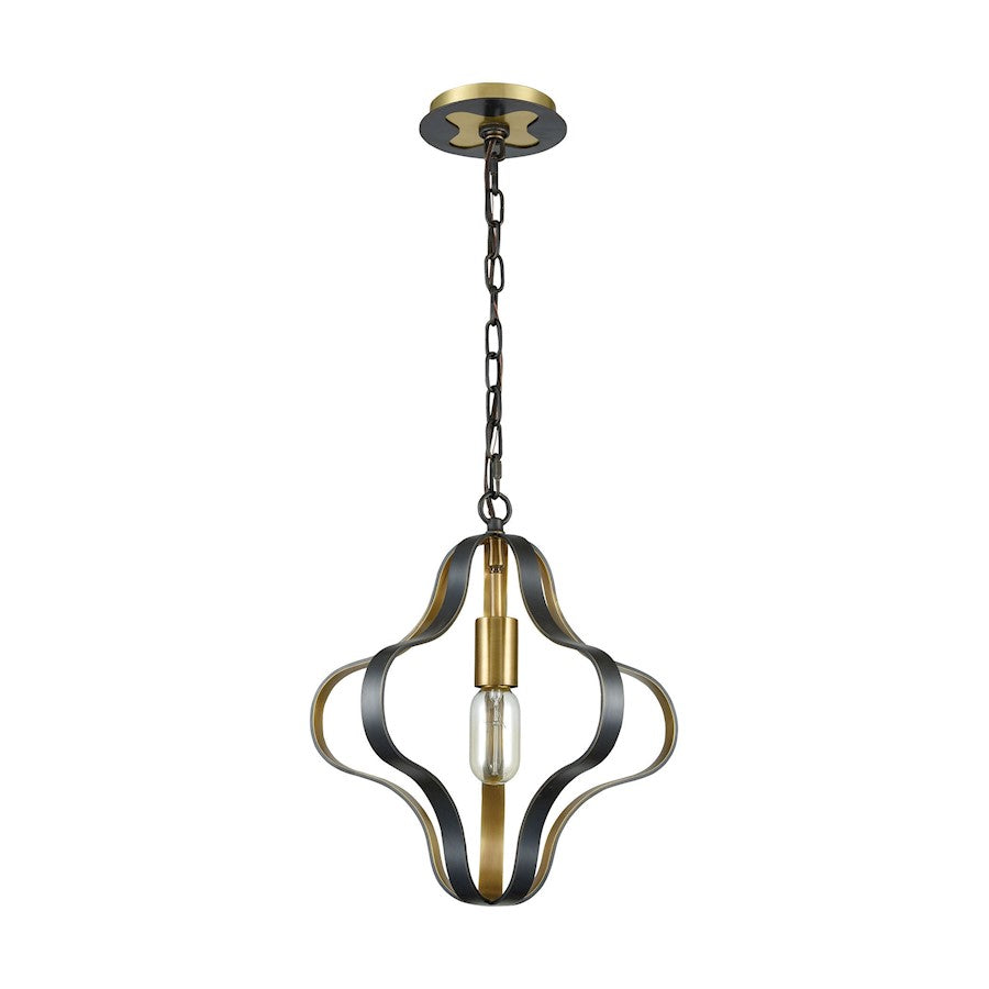 1 Light Pendant, Aged Bronze and Aged Brass