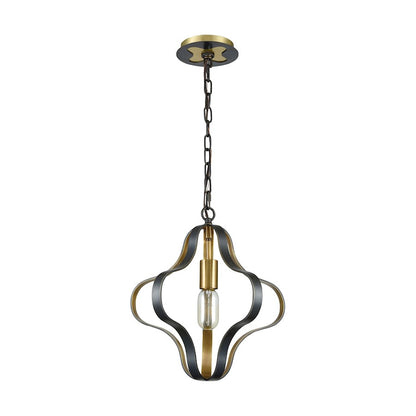 1 Light Pendant, Aged Bronze and Aged Brass