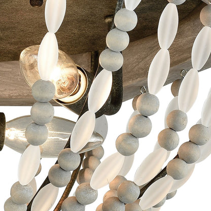 ELK Lighting Summerton 3-Light Flush, Gray & Malted Rust/Strung Beads