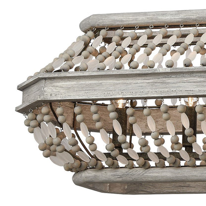 6 Light Linear Chandelier, Gray & Rust