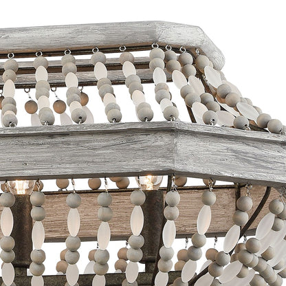 6 Light Linear Chandelier, Gray & Rust