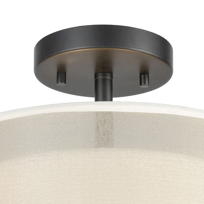 ELK Lighting Ashland 2-Light Semi Flush, Black/Organza White