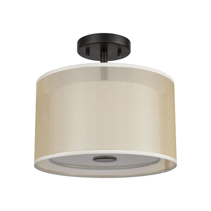 ELK Lighting Ashland 2-Light Semi Flush, Black/Organza White