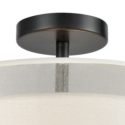 ELK Lighting Ashland 2-Light Semi Flush, Black/Organza White
