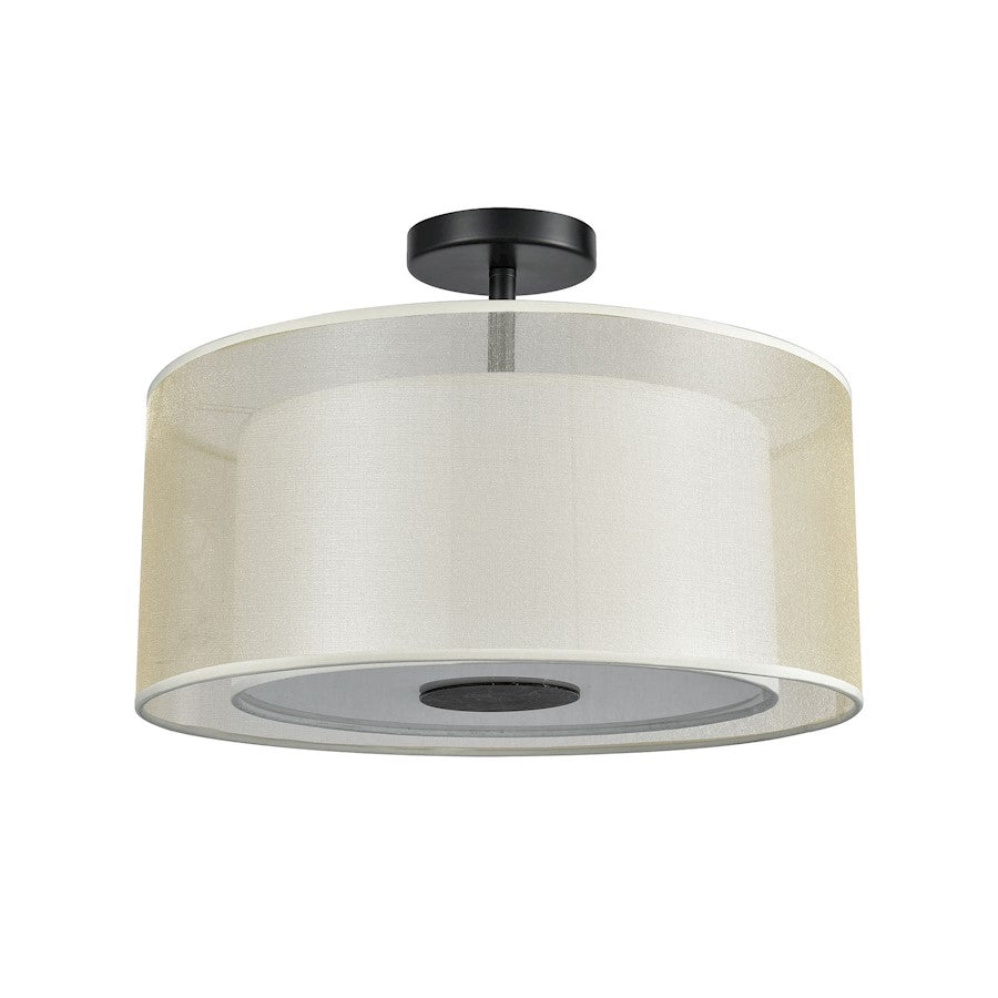 ELK Lighting Ashland 2-Light Semi Flush, Black/Organza White