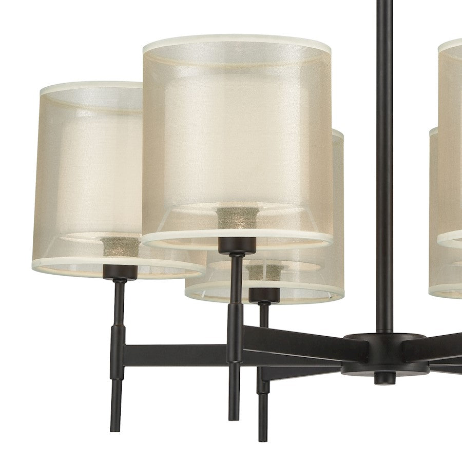 6 Light Chandelier, Black