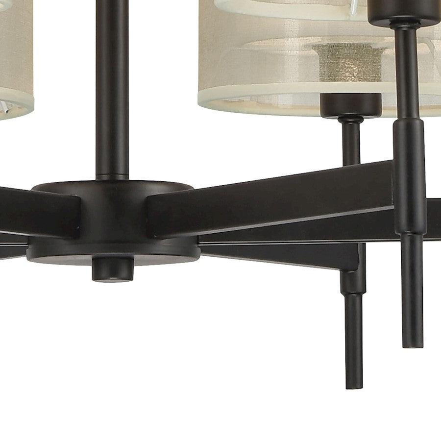6 Light Chandelier, Black