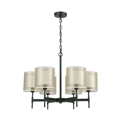 6 Light Chandelier, Black