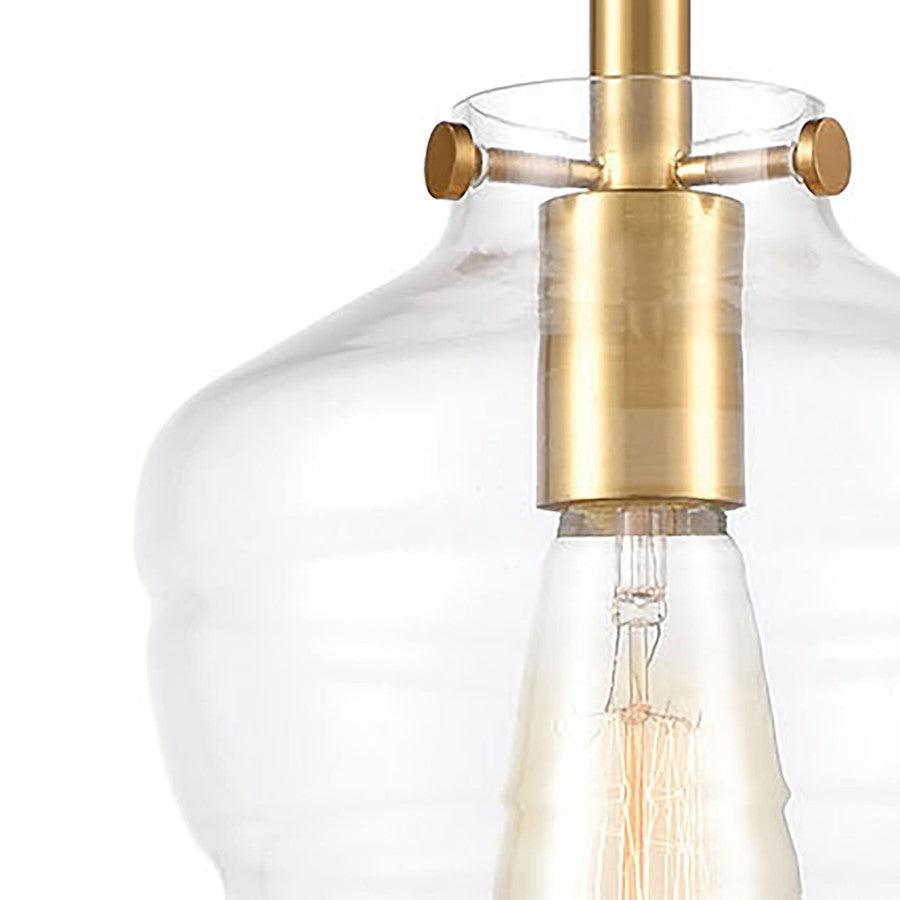 1 Light Mini Pendant, Brass/Clear