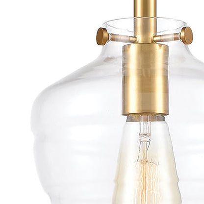 1 Light Mini Pendant, Brass/Clear