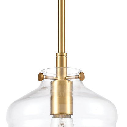 1 Light Mini Pendant, Brass/Clear