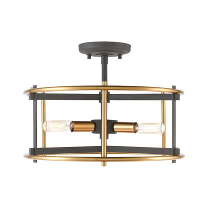 ELK Lighting Millington 3-Light Semi Flush Mount, Charcoal