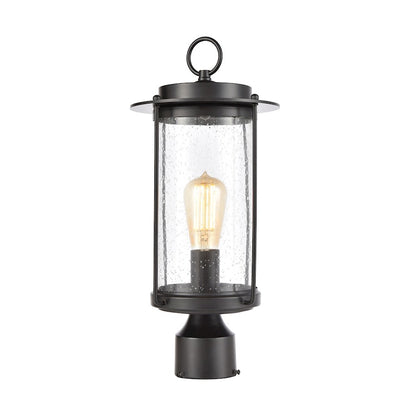 ELK Lighting Devonshire 1-Light Post Mount, Matte Black/Seedy Glass