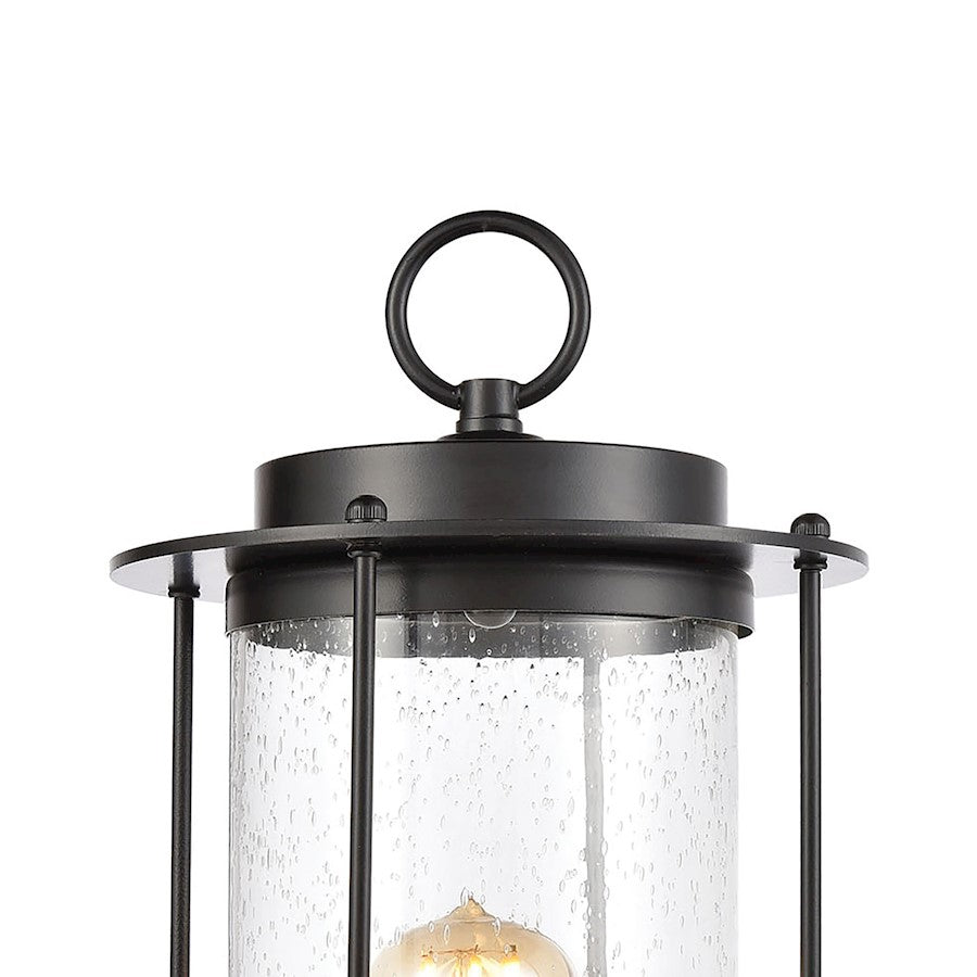 ELK Lighting Devonshire 1-Light Post Mount, Matte Black/Seedy Glass