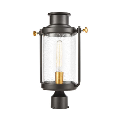 ELK Lighting Wexford 1-Light Post Mount, Matte Black/Seedy Glass