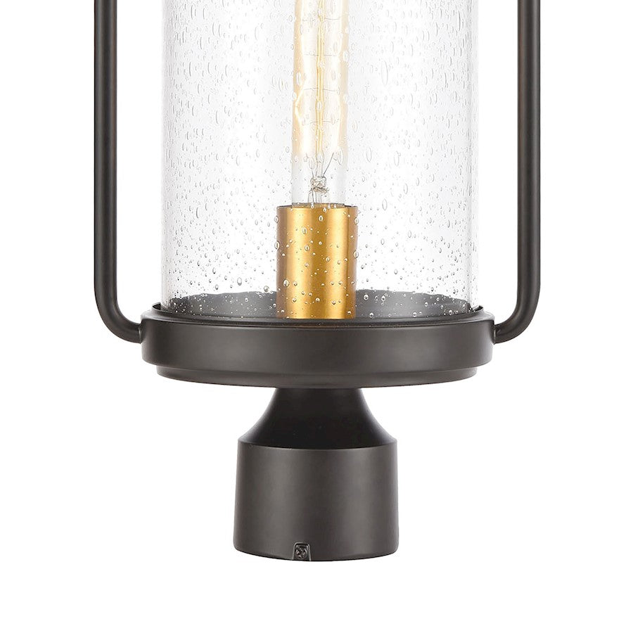 ELK Lighting Wexford 1-Light Post Mount, Matte Black/Seedy Glass