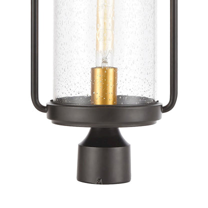 ELK Lighting Wexford 1-Light Post Mount, Matte Black/Seedy Glass