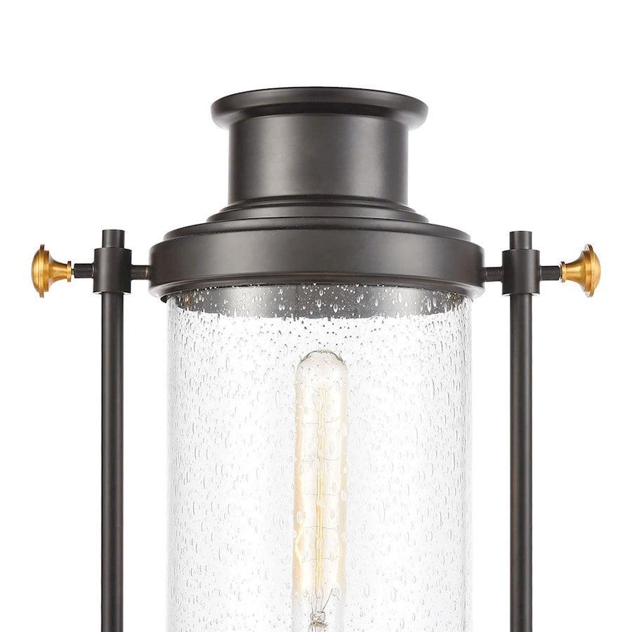 ELK Lighting Wexford 1-Light Post Mount, Matte Black/Seedy Glass