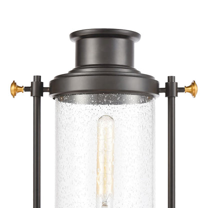 ELK Lighting Wexford 1-Light Post Mount, Matte Black/Seedy Glass