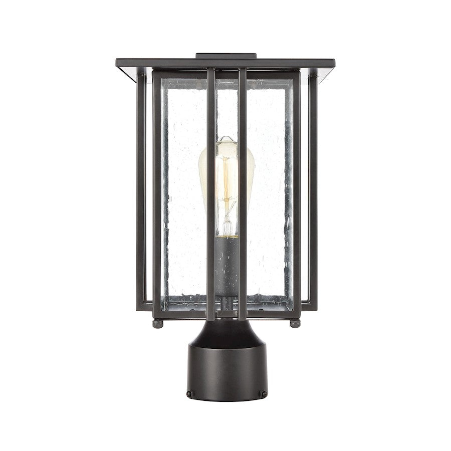 ELK Lighting Radnor 1-Light Post Mount, Matte Black/Seedy Glass