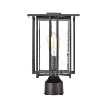 ELK Lighting Radnor 1-Light Post Mount, Matte Black/Seedy Glass
