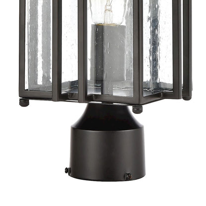 ELK Lighting Radnor 1-Light Post Mount, Matte Black/Seedy Glass
