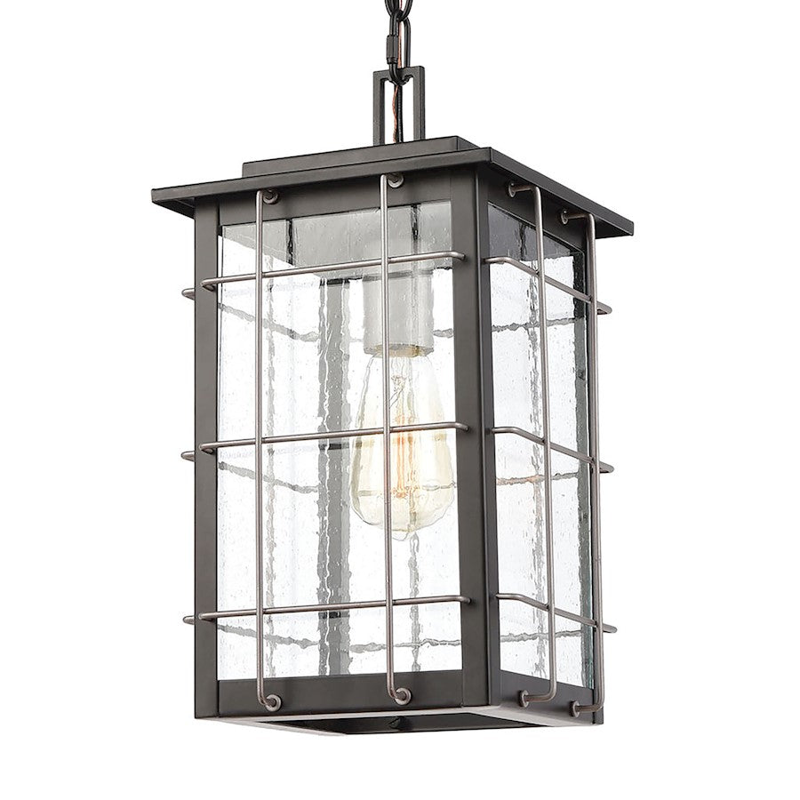 ELK Lighting Brewster 1-Light Hanging, Matte Black/Seedy Glass