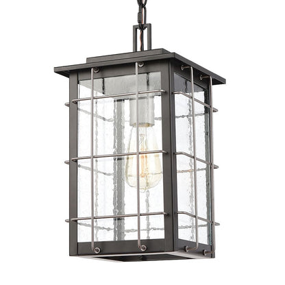 ELK Lighting Brewster 1-Light Hanging, Matte Black/Seedy Glass