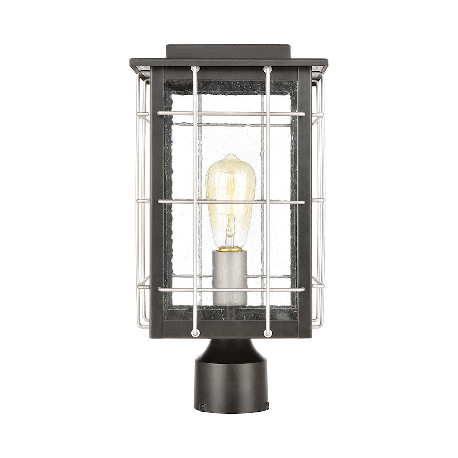ELK Lighting Brewster 1-Light Post Mount, Matte Black/Seedy Glass