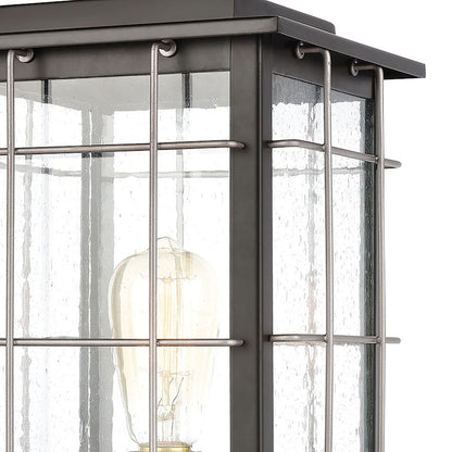 ELK Lighting Brewster 1-Light Post Mount, Matte Black/Seedy Glass