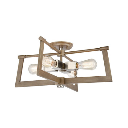 4 Light Pendant, Light Wood