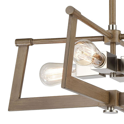 4 Light Pendant, Light Wood
