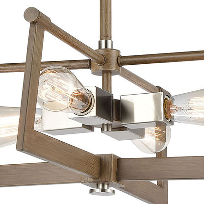 4 Light Pendant, Light Wood