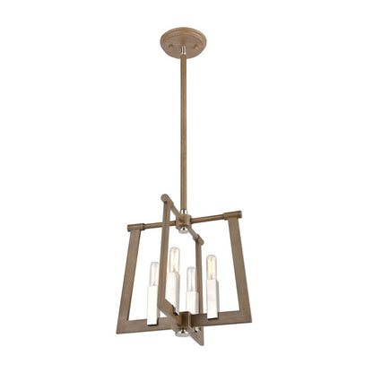 4 Light Pendant, Light Wood