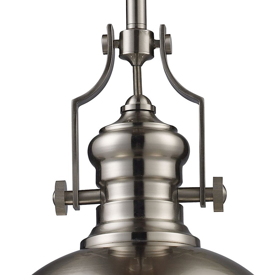 1 Light 13" Pendant, Satin Nickel