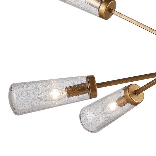 6 Light Chandelier, Matte Gold