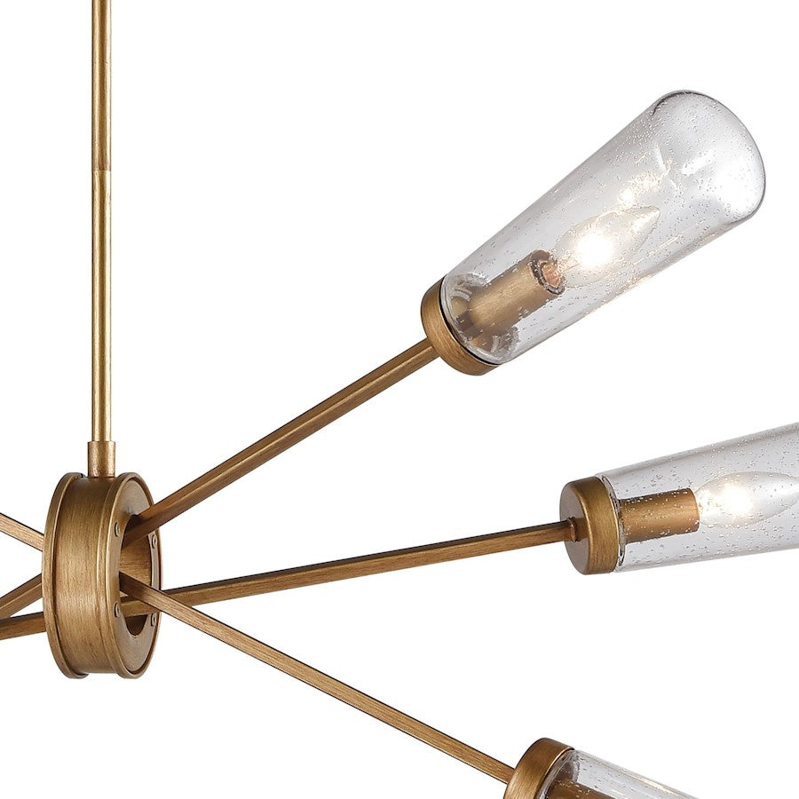 6 Light Chandelier, Matte Gold