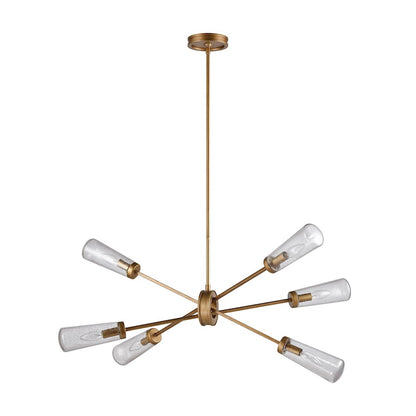 6 Light Chandelier, Matte Gold
