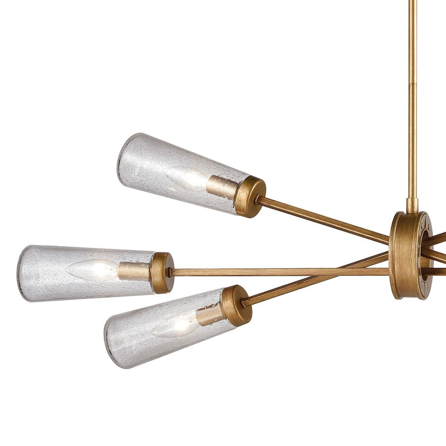 6 Light Chandelier, Matte Gold